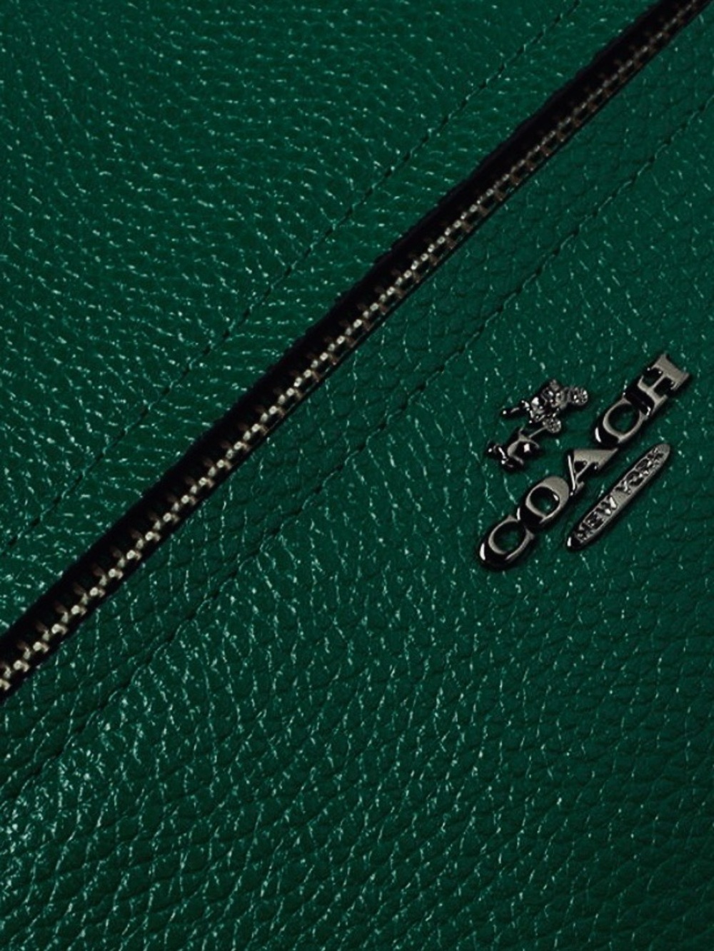 COACH Green Pebbled Leather Bag, forest green - Picture 7 of 8
